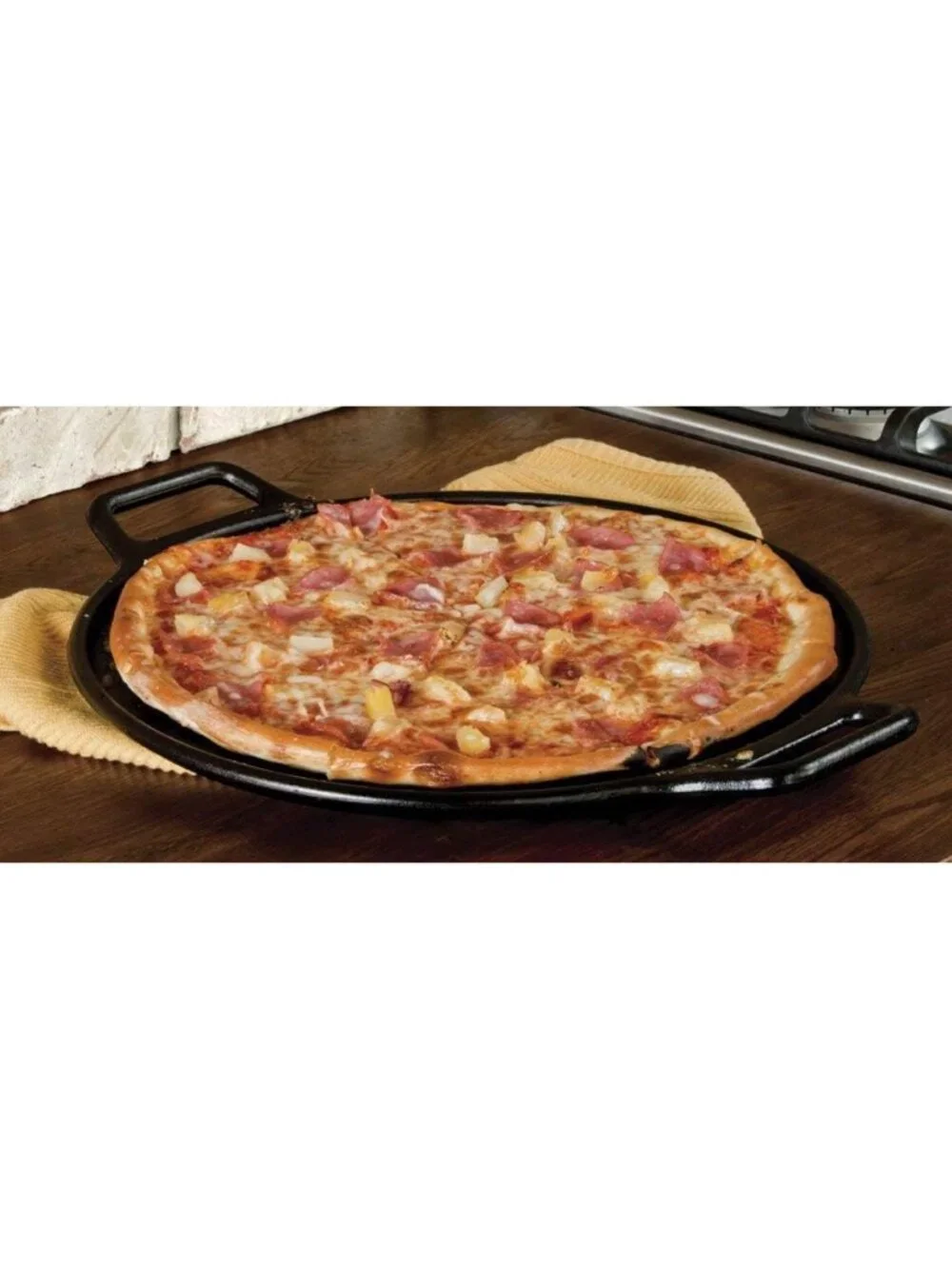 14-Inch Seasoned Cast Iron Pizza Pan - Durable Baking Plate for Homemade Pizzas